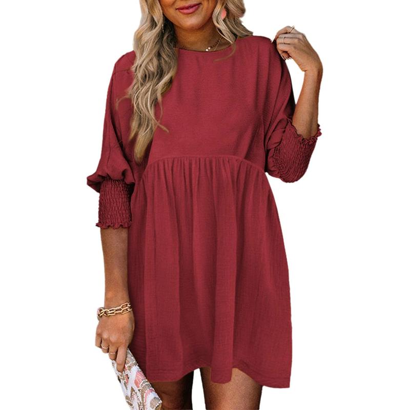 Elle – Casual Dames Mini Jurk met Ronde Hals