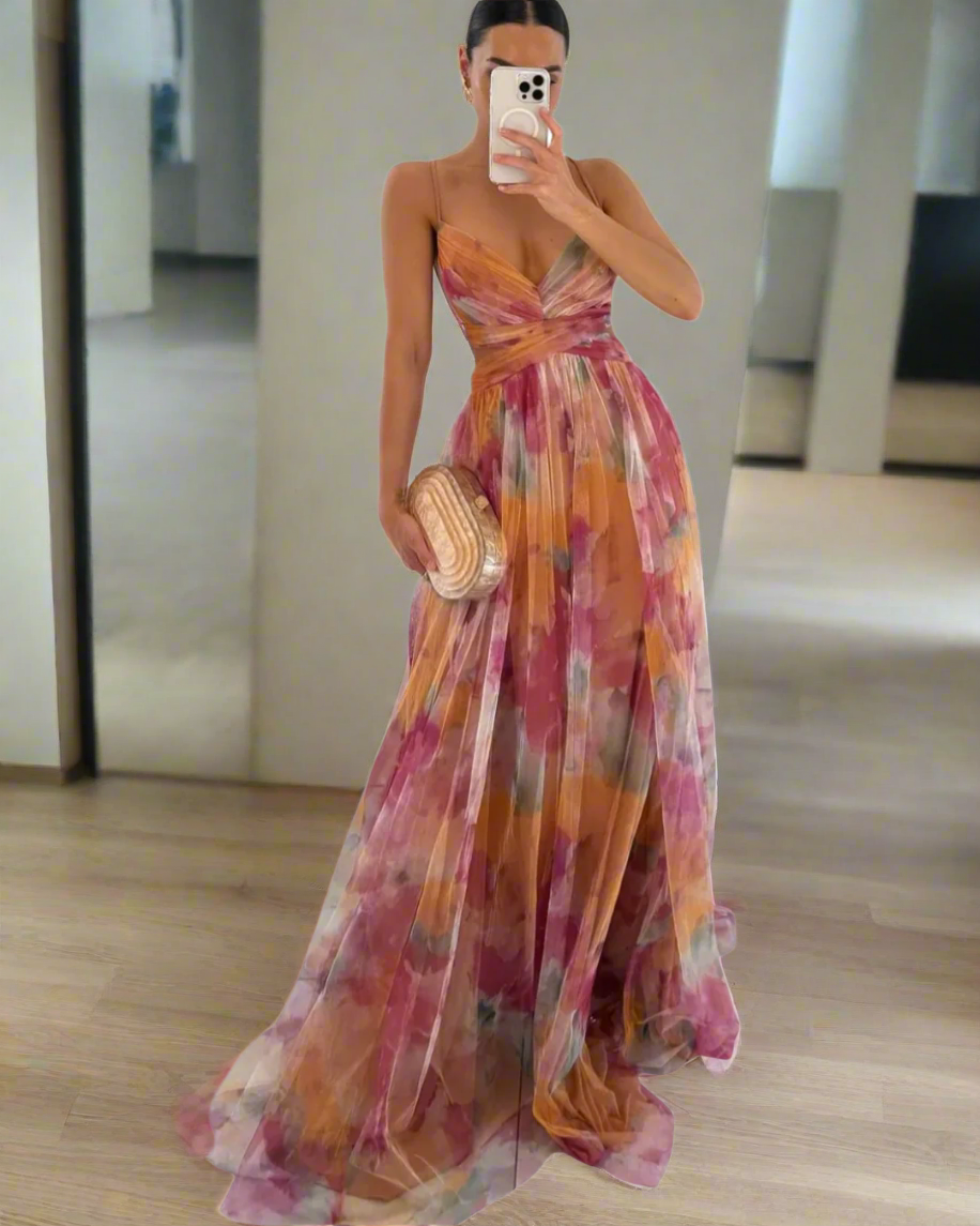Elara – Luchtige Dames Maxi Jurk met Bloemenprint