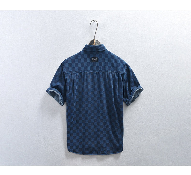 Lorenzo – Casual Heren Overhemd van Denim met Korte Mouwen