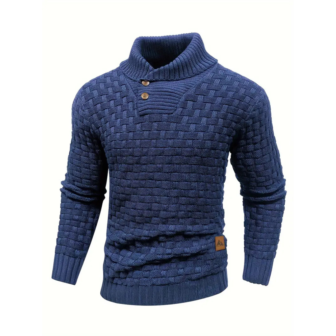 Lorenzo – Hoogwaardige Heren Gebreide Pullover met Opstaande Kraag