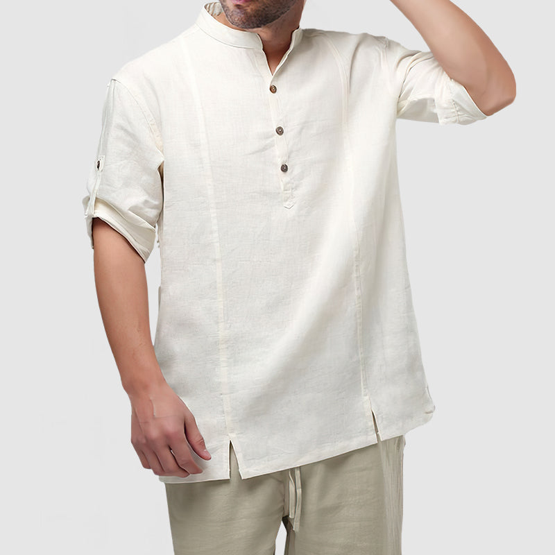 DavideFontana Heren mouw Henley shirt
