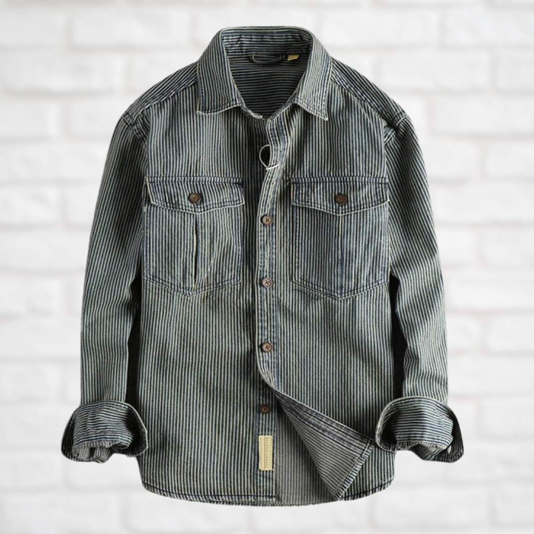 EnricoValdini Vintage Denim Overhemd Voor Mannen
