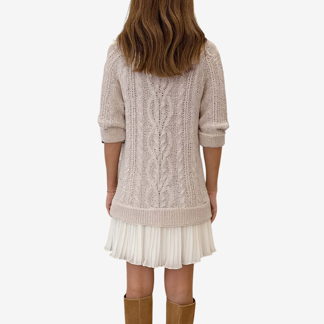 Ayra – Gebreide Midi Jurk voor Dames met Gevlochten Detail