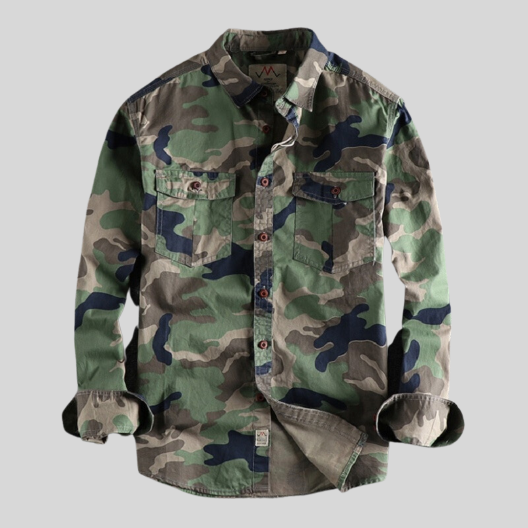 Luca – Heren Cargo Overhemd van Katoen in Camo Tinten