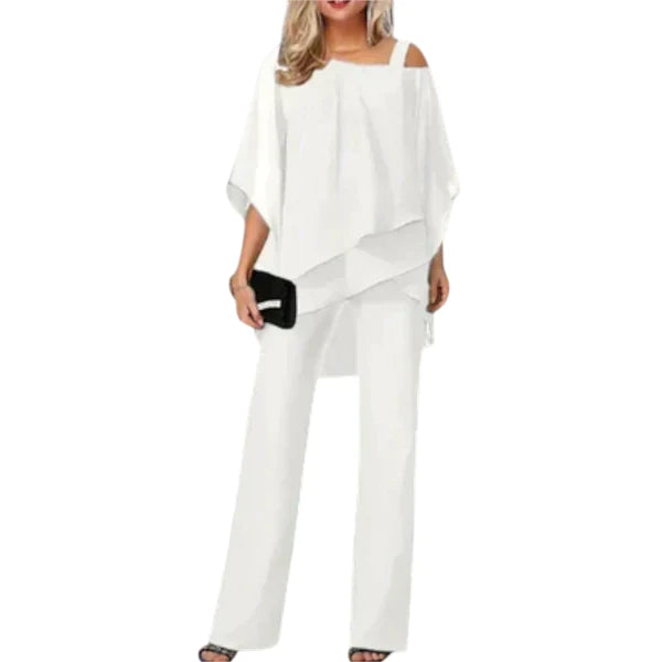 Karen – Elegante Dames Chiffon Laagjes Broekenset