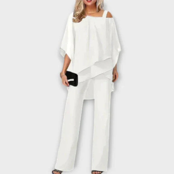 Karen – Elegante Dames Chiffon Laagjes Broekenset
