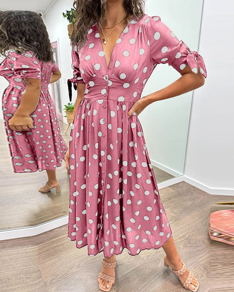 Evi – Dames Polka Dot Midi Jurk