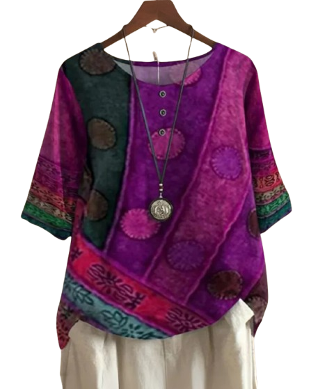 Aurélie – Elegante Dames Blouse met Kunstprint