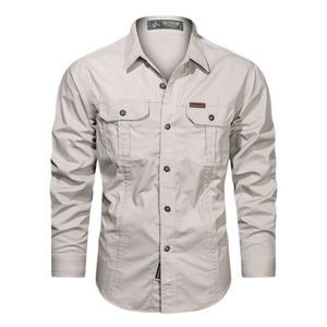 Matteo – Heren Overhemd van Textuurkatoen met Utility-look