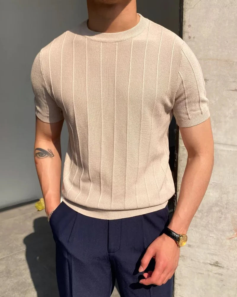 Lorenzo – Luchtig Geribd Heren T-Shirt