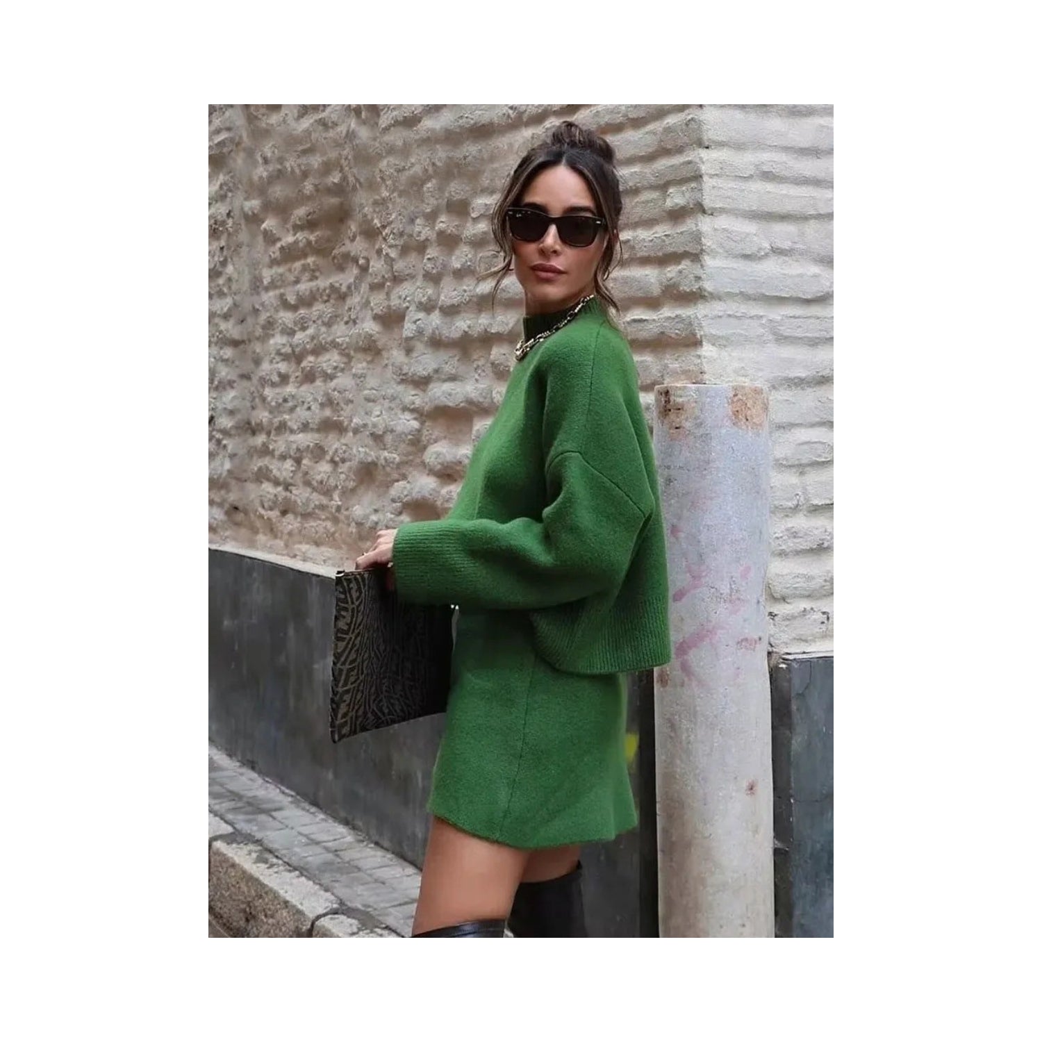 Isabella – Elegante Gebreide Dames Sweater & Rok Set