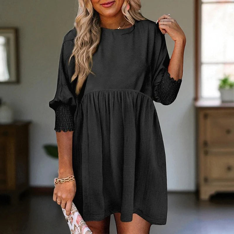 Elle – Casual Dames Mini Jurk met Ronde Hals
