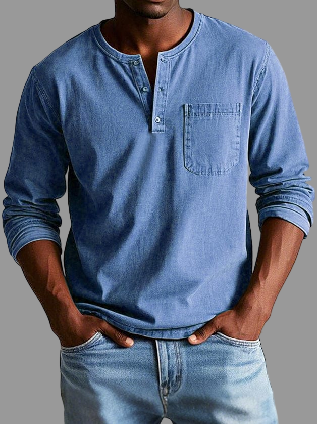 Jaskie – Heren Henley Shirt van Katoen
