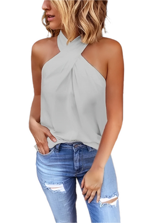 Gianna – Criss-Cross Mouwloze Haltertop voor Dames