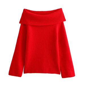 Giulia – Off-Shoulder Dames Gebreide Trui