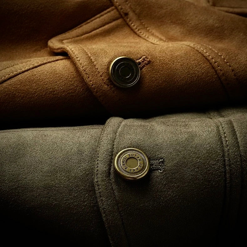 SilvanoFerraro Heren Retro Stijl Suède Jas Voor Mannen