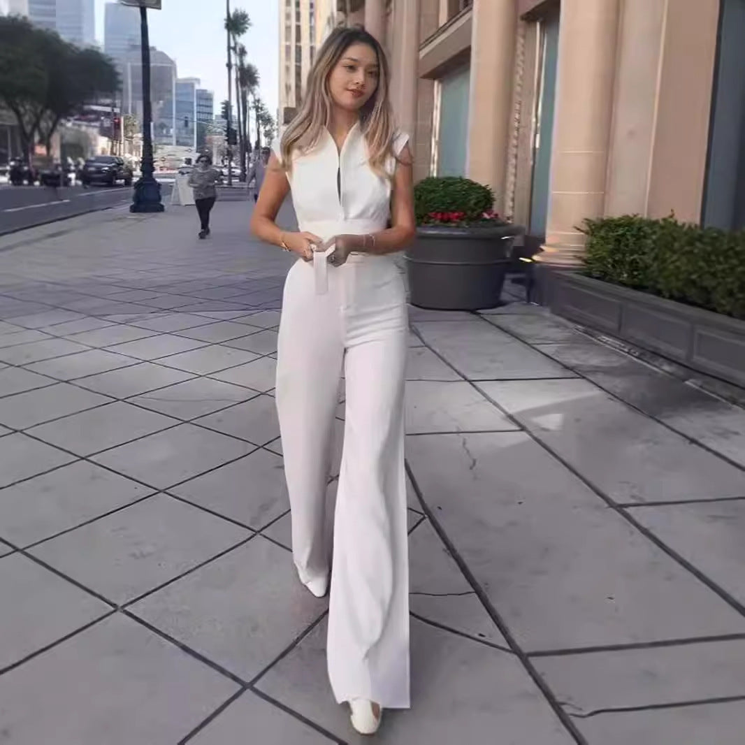 Giulia – Wijdvallende Dames Jumpsuit in Wit