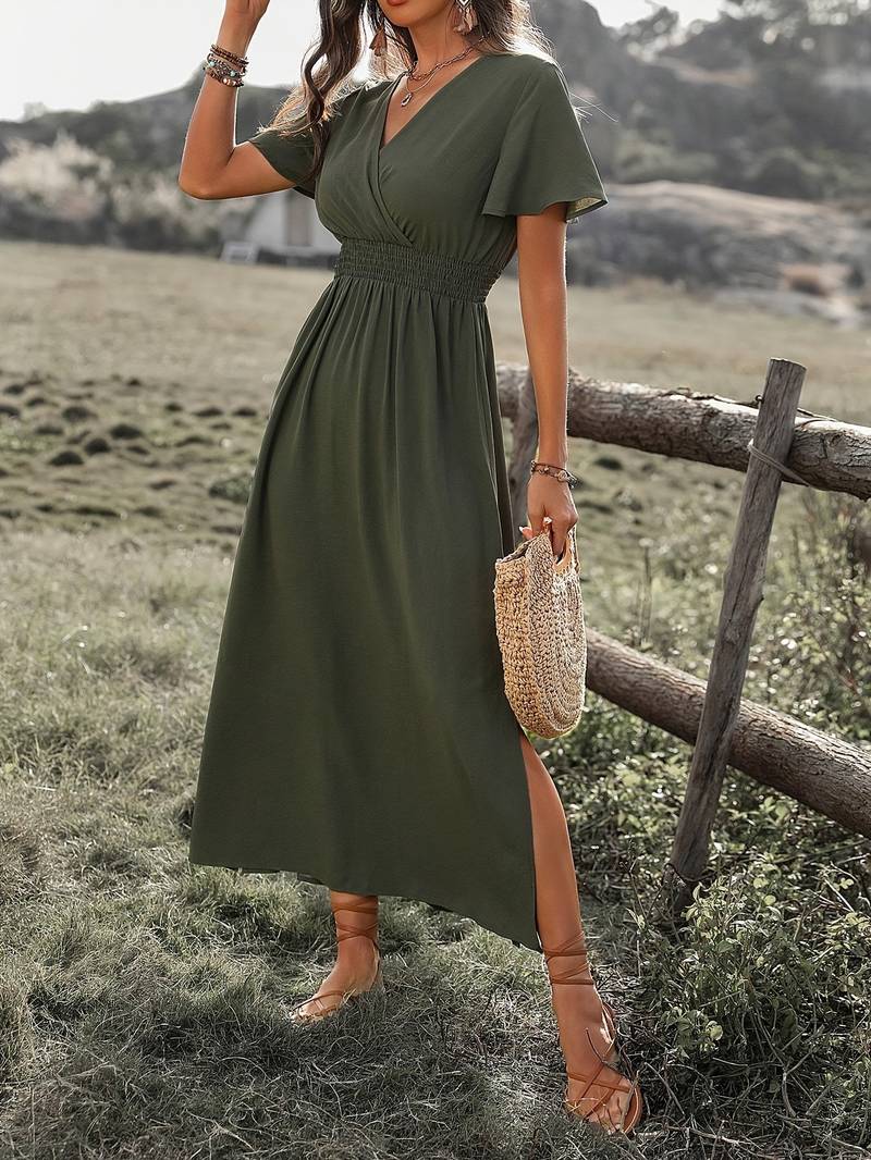 Sofia – Olijfgroene Getailleerde Dames Longline Jas