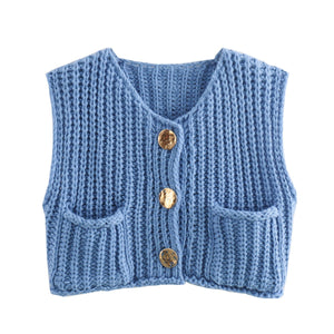 NicolaFerzetti Gebreid Cropped Vest Voor Vrouwen
