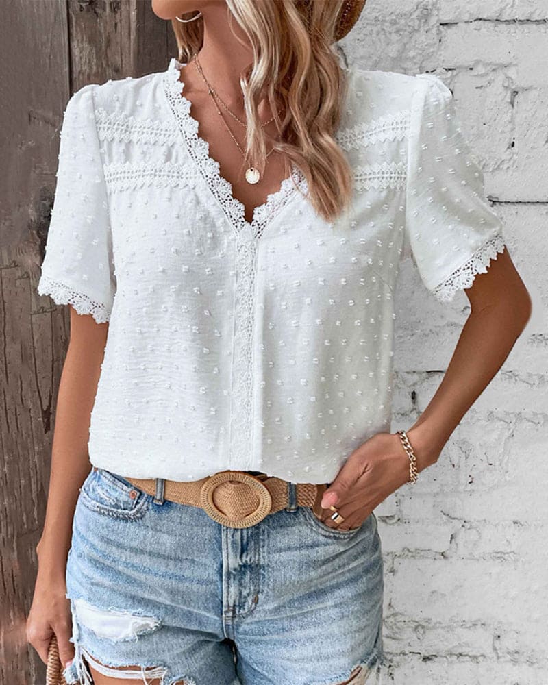 Sophia – Kant V-Hals Damesblouse