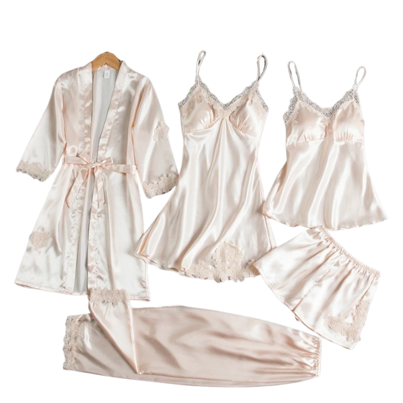 Elena – 5-Delig Satijnen Dames Pyjamaset
