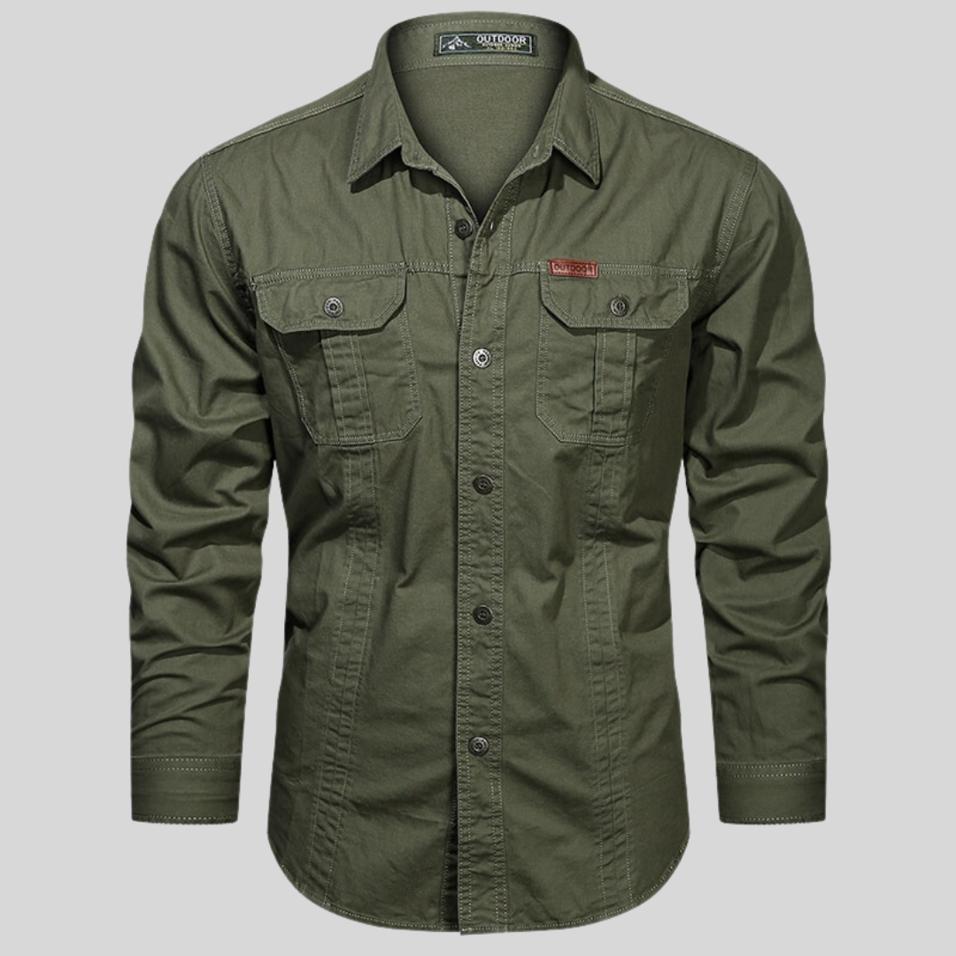 Matteo – Heren Overhemd van Textuurkatoen met Utility-look