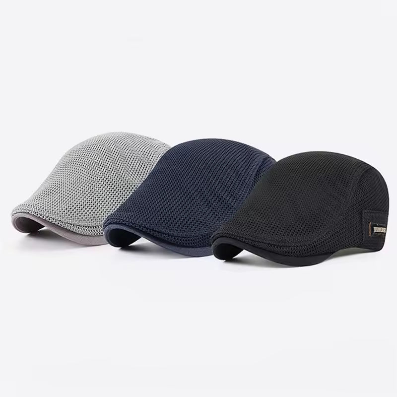 Lorenzo – Ademend Mesh Flat Cap voor Mannen