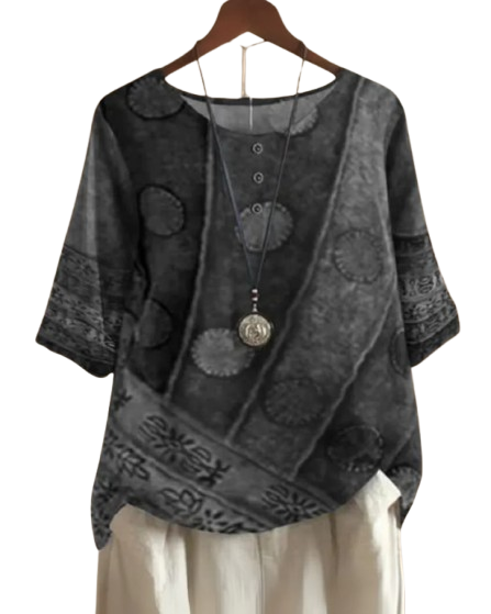 Aurélie – Elegante Dames Blouse met Kunstprint