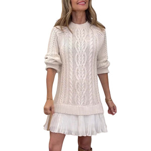Ayra – Gebreide Midi Jurk voor Dames met Gevlochten Detail