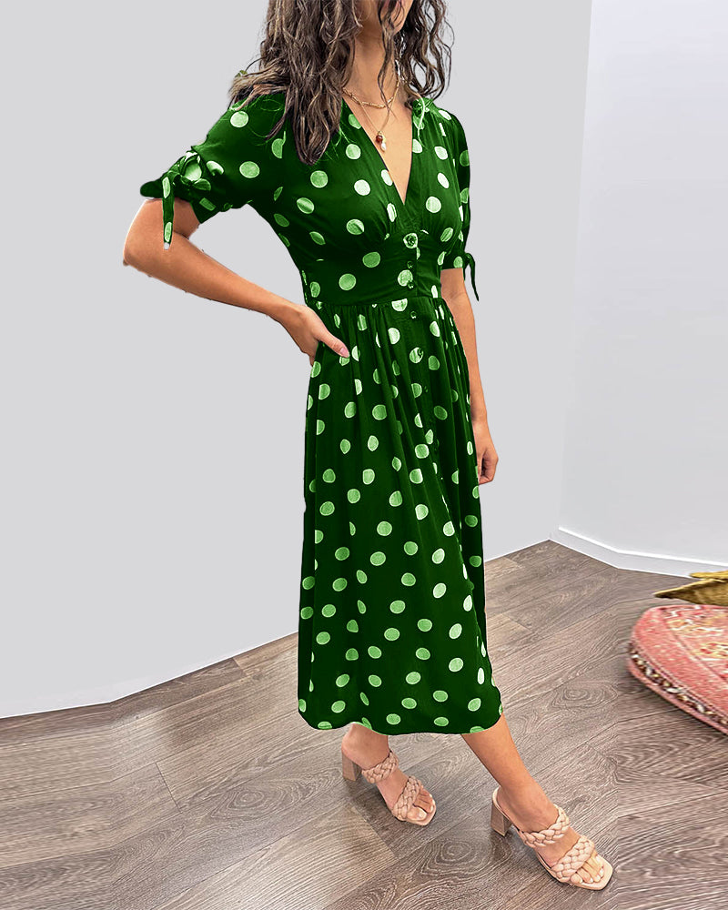 Evi – Dames Polka Dot Midi Jurk