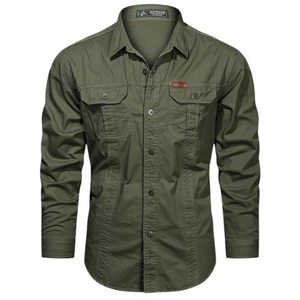 Matteo – Heren Overhemd van Textuurkatoen met Utility-look
