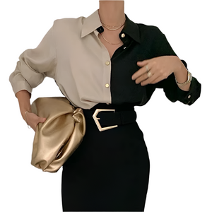 Isabella – Oversized Patchwork Dames Blouse voor Werk & Casual