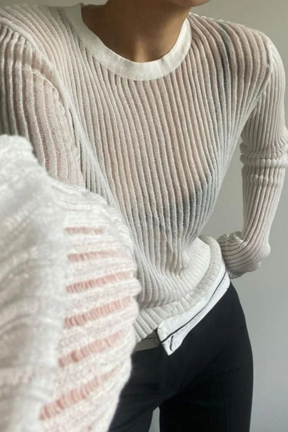 Giulia – Luxe Geribbelde Sheer Dames Top