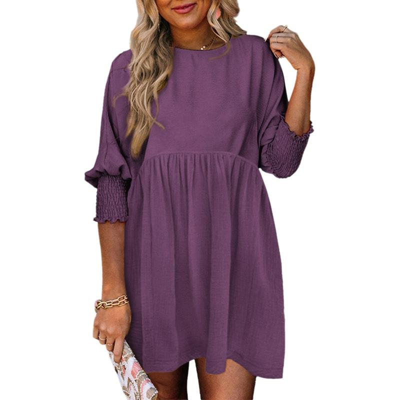 Elle – Casual Dames Mini Jurk met Ronde Hals
