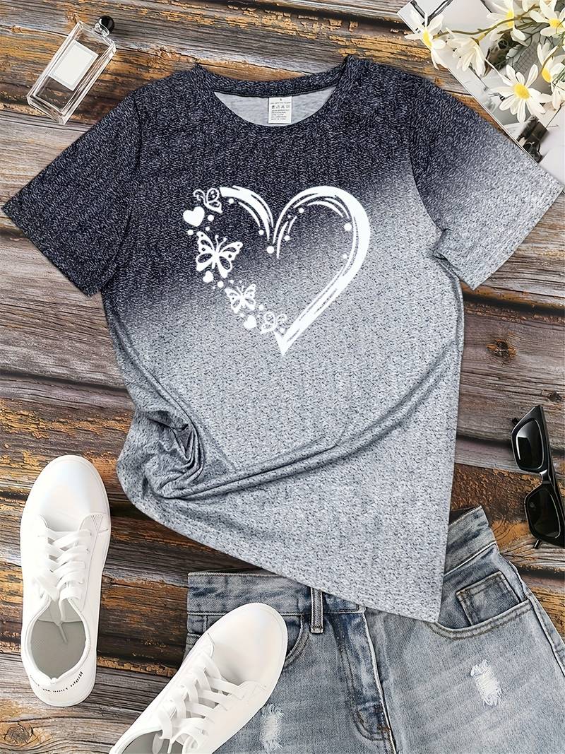 Élodie – Dames T-Shirt met Vlinderhart Print