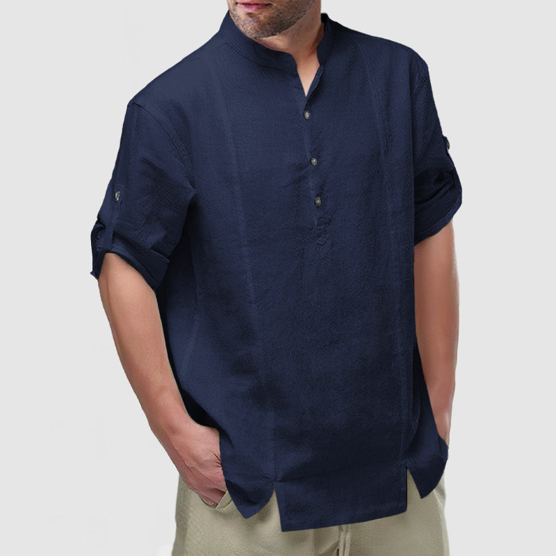 DavideFontana Heren mouw Henley shirt