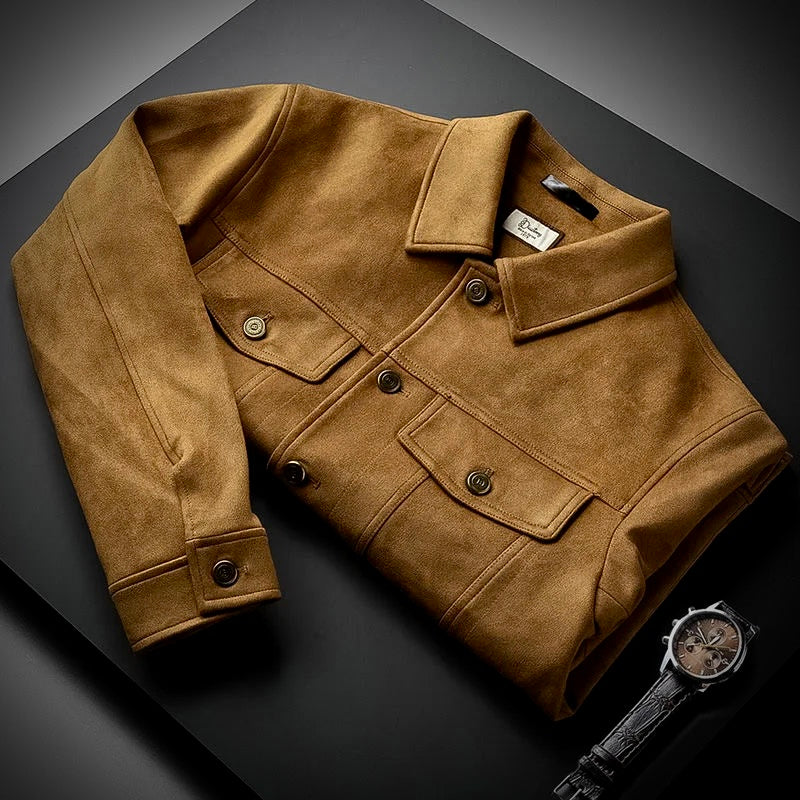 SilvanoFerraro Heren Retro Stijl Suède Jas Voor Mannen