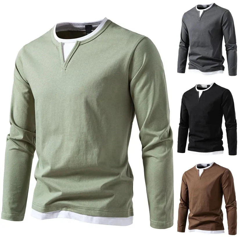 Lorenzo – Klassiek Heren Jersey Overhemd met Lange Mouwen