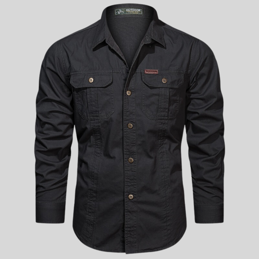 Matteo – Heren Overhemd van Textuurkatoen met Utility-look