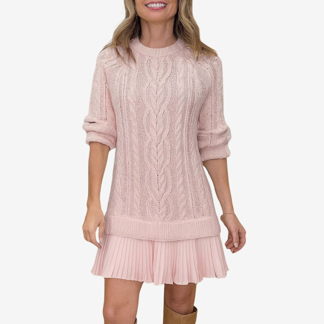 Ayra – Gebreide Midi Jurk voor Dames met Gevlochten Detail