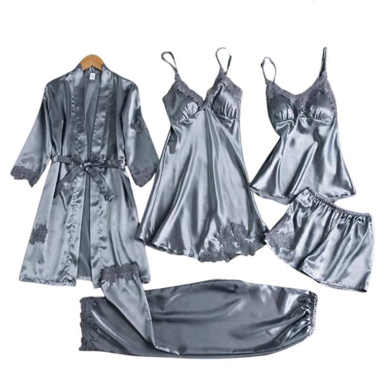 Elena – 5-Delig Satijnen Dames Pyjamaset