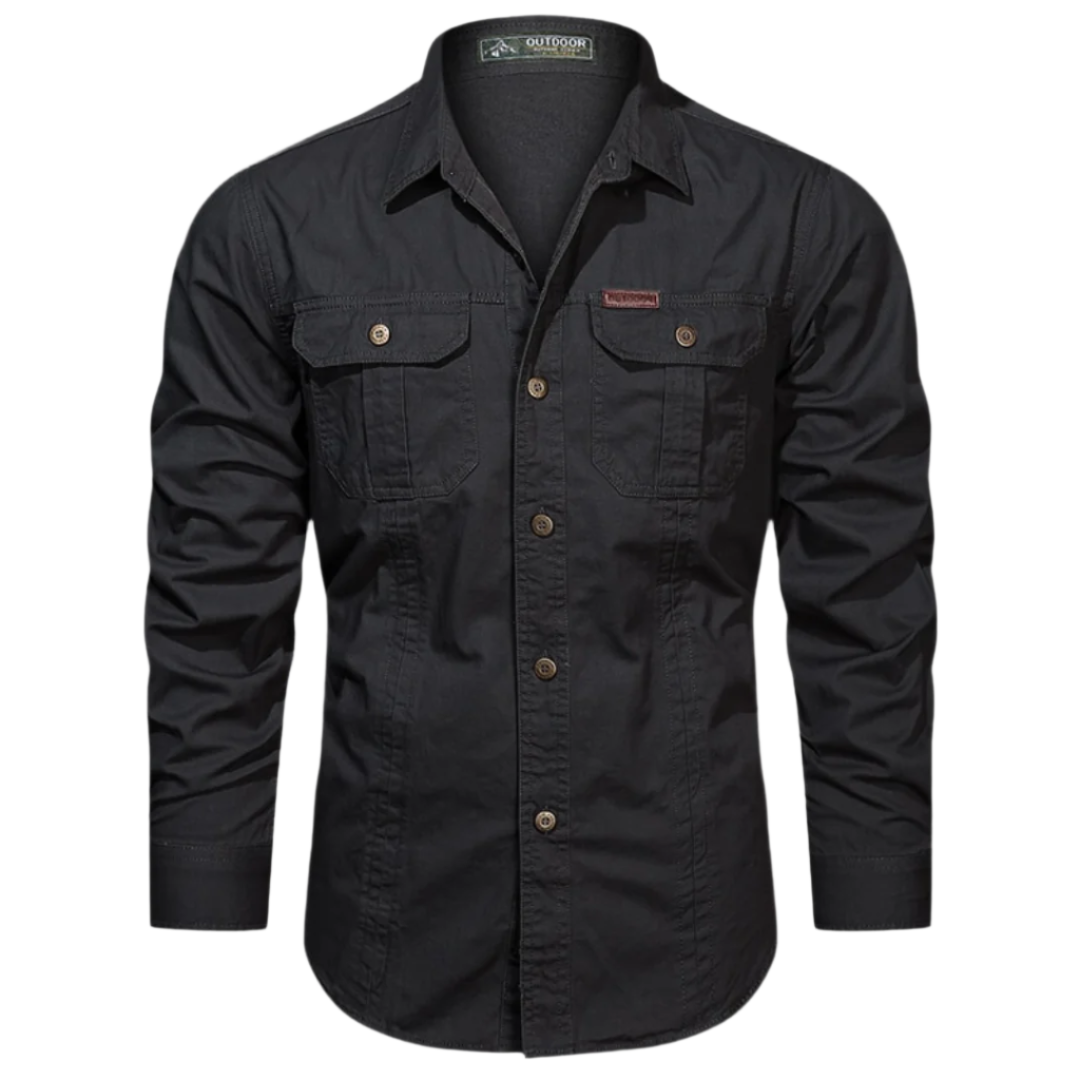 Matteo – Heren Overhemd van Textuurkatoen met Utility-look