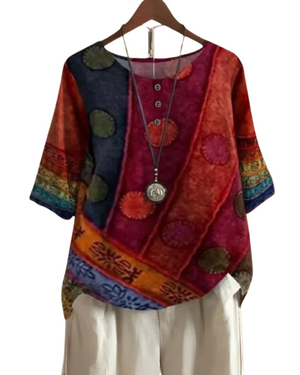 Aurélie – Elegante Dames Blouse met Kunstprint