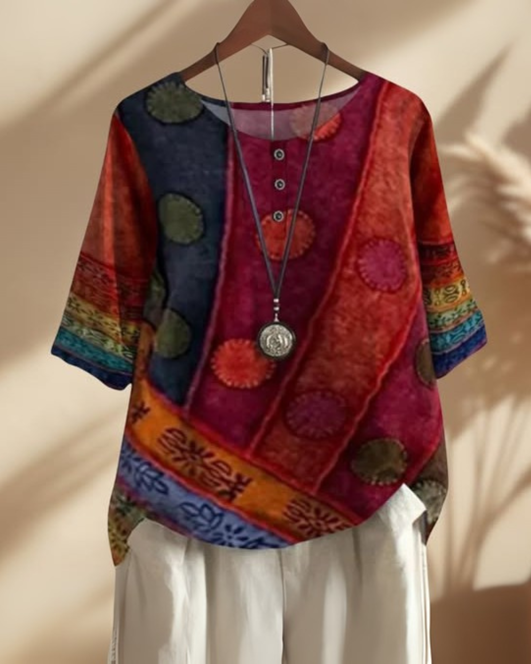 Aurélie – Elegante Dames Blouse met Kunstprint