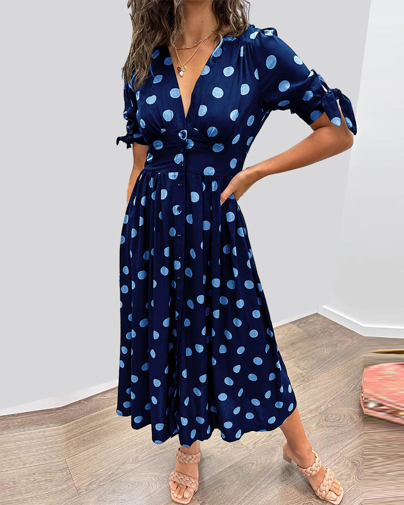 Evi – Dames Polka Dot Midi Jurk