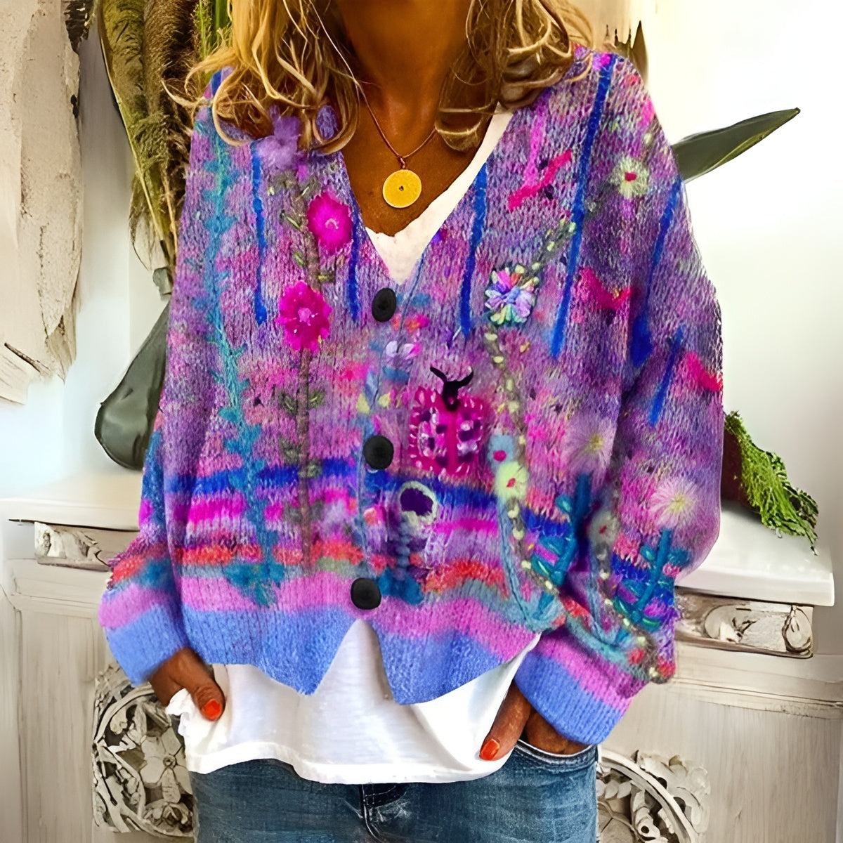 Celine – Bohemian Dames Bloemen Cardigan