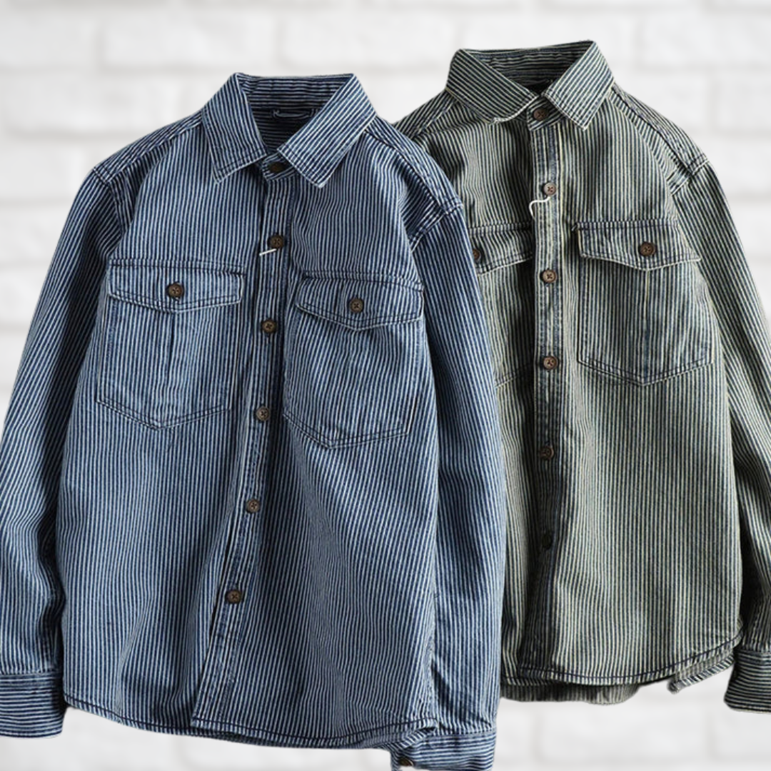 EnricoValdini Vintage Denim Overhemd Voor Mannen