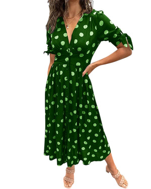 Evi – Dames Polka Dot Midi Jurk