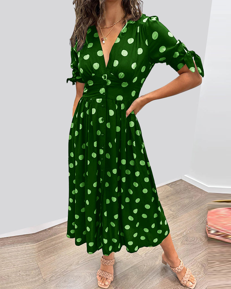 Evi – Dames Polka Dot Midi Jurk