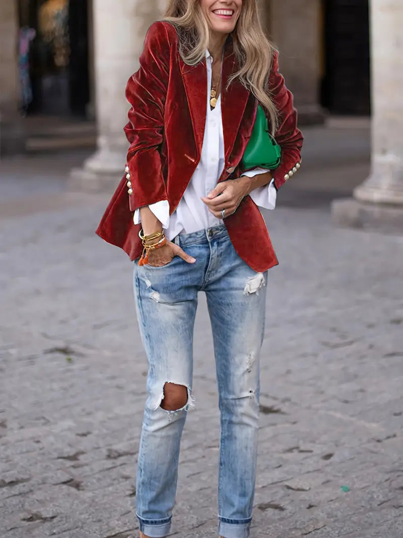 Shane – Fluwelen Getailleerde Dames Blazer